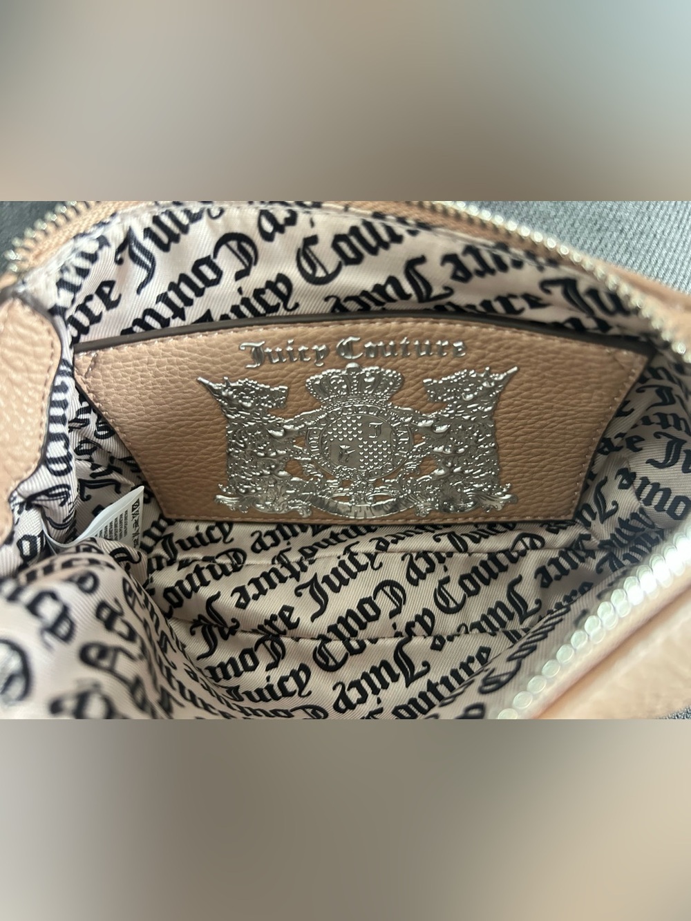 Juicy Couture Blush Pink Embossed Crest Heart Chain Shoulder Crossbody Bag - Picture 9 of 13